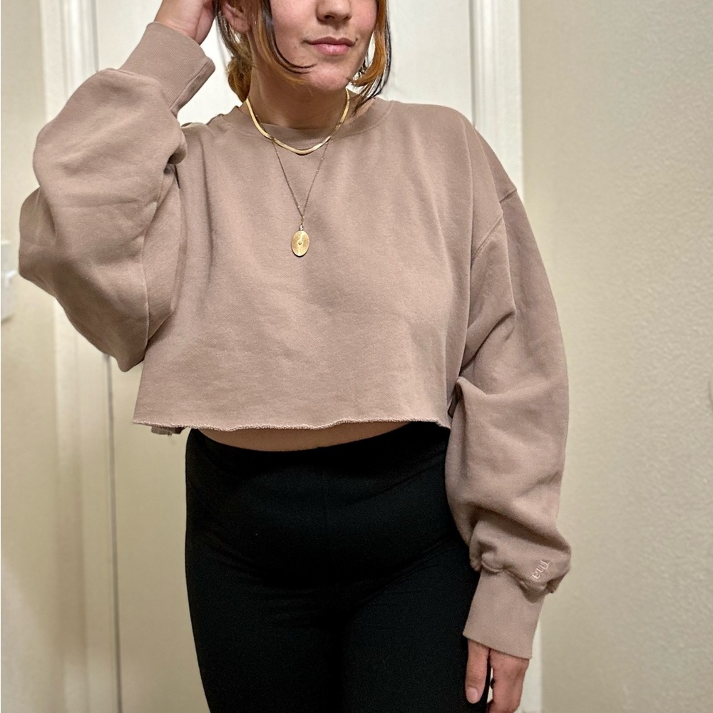 Tan Crop Crew Neck